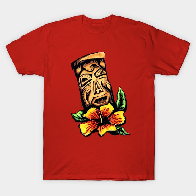 Hibiscus Tiki. T-Shirt by hybridgothica